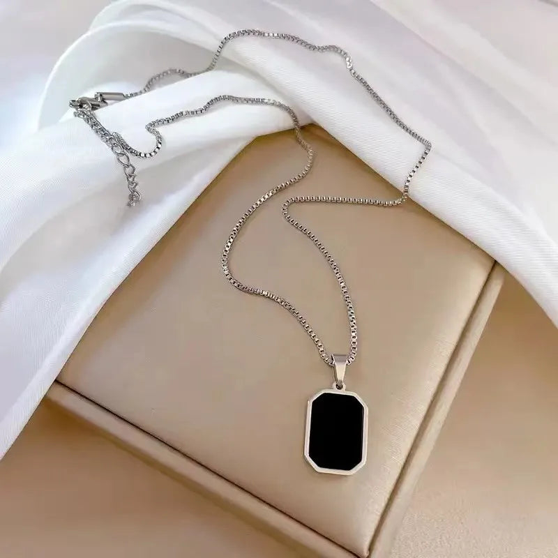 Black Geometric Pendant Necklace