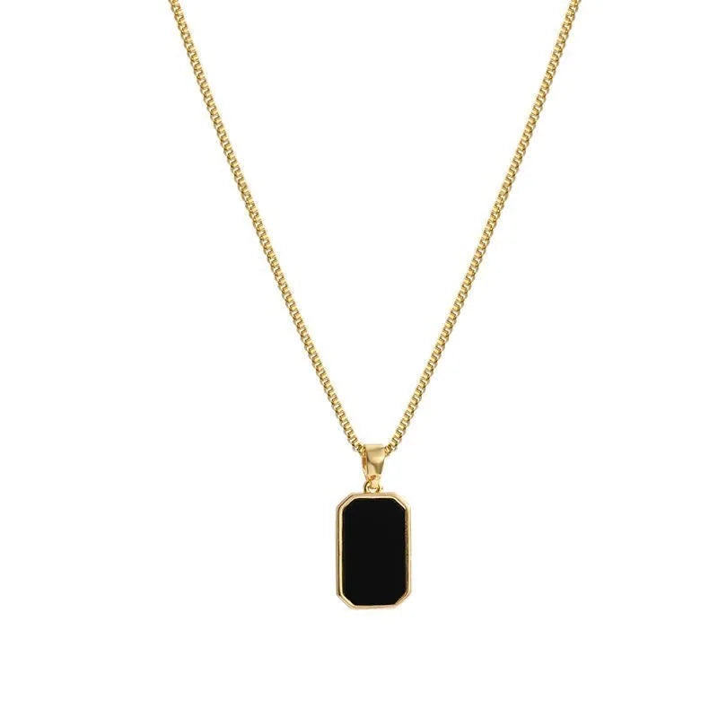 Black Geometric Pendant Necklace